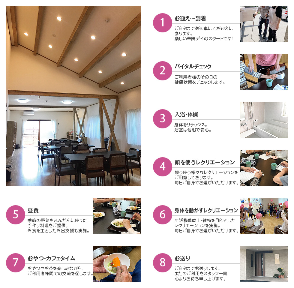 華舞デイサービスセンターでの過ごし方